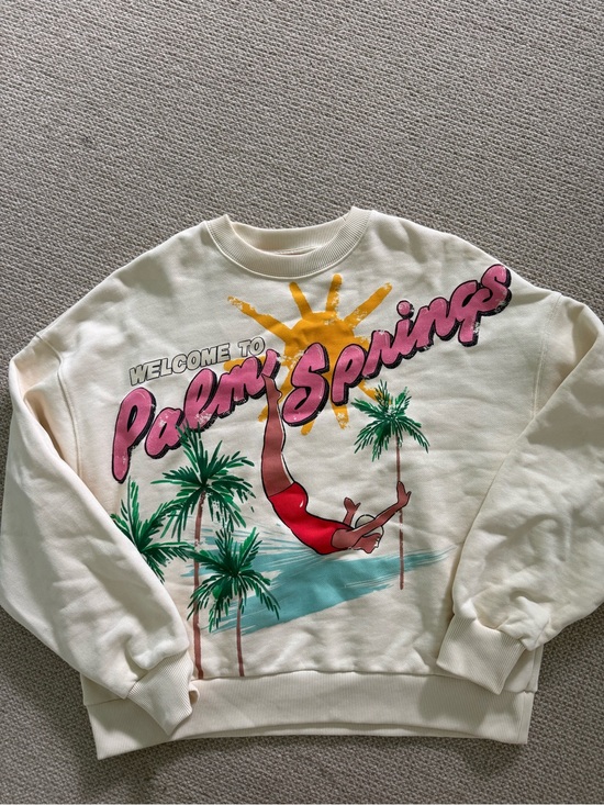Kitri Sweaters - Cream "Welcome to Palm Springs" Graphic Crewneck Sweater